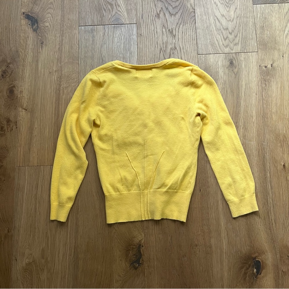 Anthropologie Yellow Cardigan Sweater with Embroidered Details - Picture 4 of 8